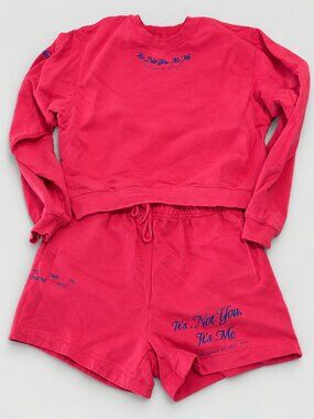 The Mayfair Group It's Not You It's Me Sweatshirt Shorts Set Hot Pink Size M
